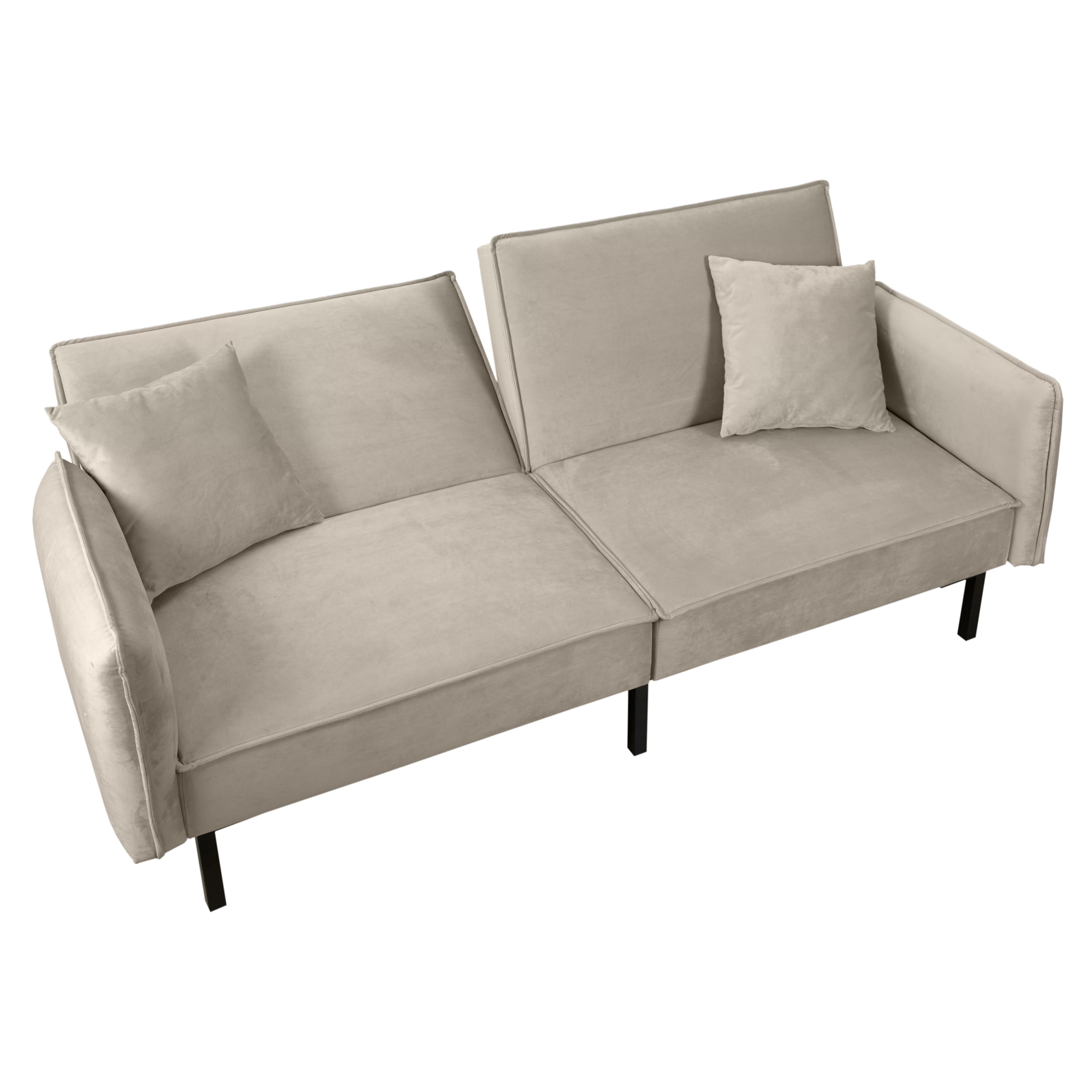 Canape Convertible Velours Taupe