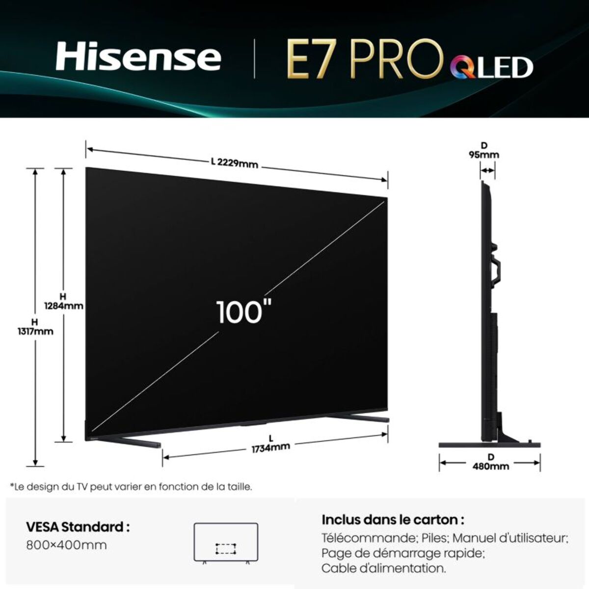 TV QLED HISENSE 100E7Q PRO 2025 (253cm)