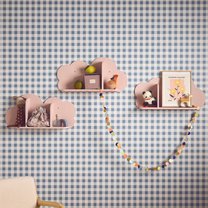 Lot de 3 étagères murales roses nuage pour chambre enfant
