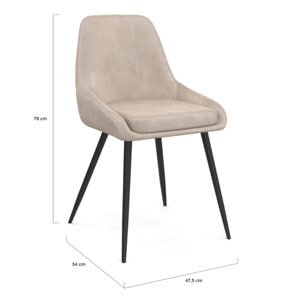 Chaises Olivia en velours taupe et pieds métal noirs - lot de 2