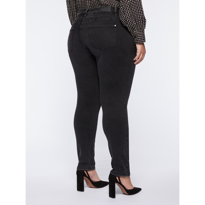 Fiorella Rubino - Jeans neri Zaffiro slim girlfit con inserti - Nero