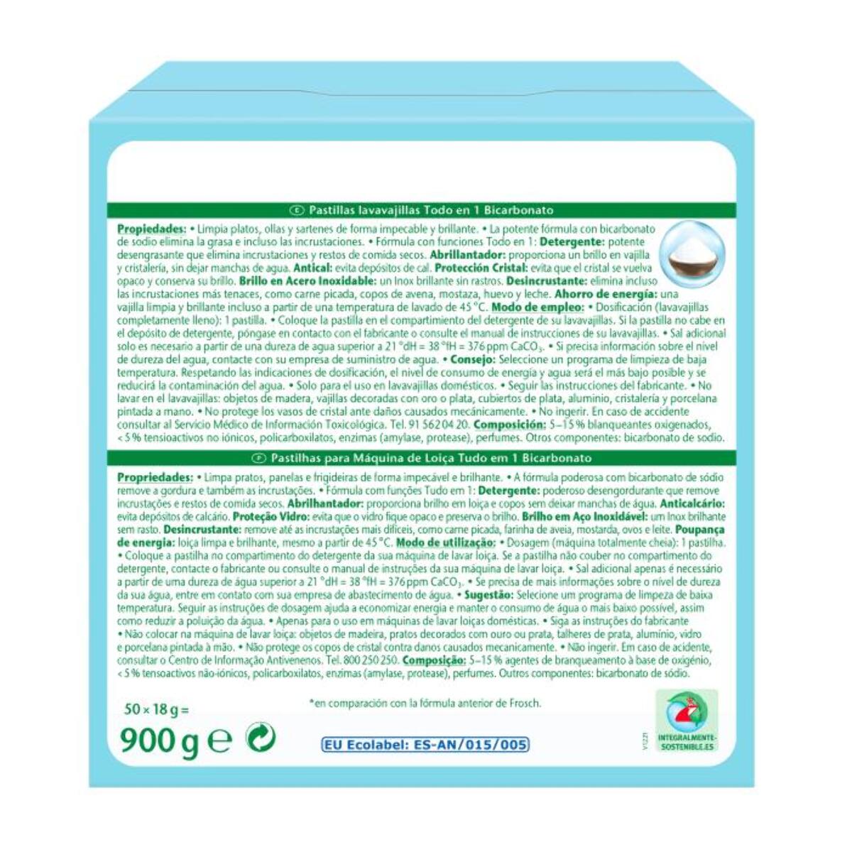 Pastillas lavavajillas bicarbonato Frosch 50 uds