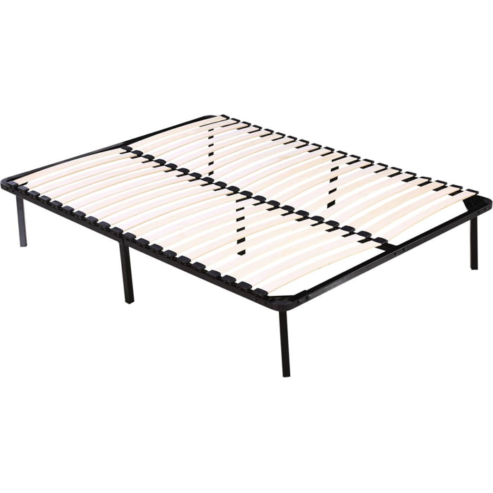 Cadre à lattes + pieds pour matelas de 160 x 200 cm - 20 lattes