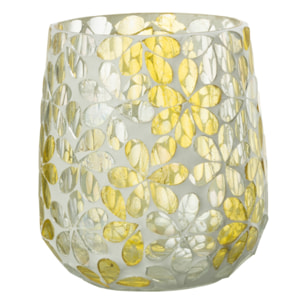 J-Line photophore Fleurs - verre - jaune/argent - medium