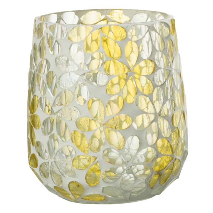 J-Line photophore Fleurs - verre - jaune/argent - medium