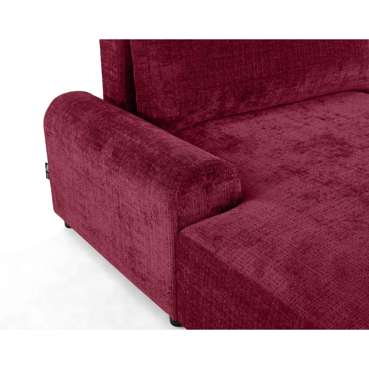 Nelly - canapé d'angle gauche 4 places convertible avec coffre en velours texturé - Prune