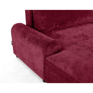 Nelly - canapé d'angle gauche 4 places convertible avec coffre en velours texturé - Prune