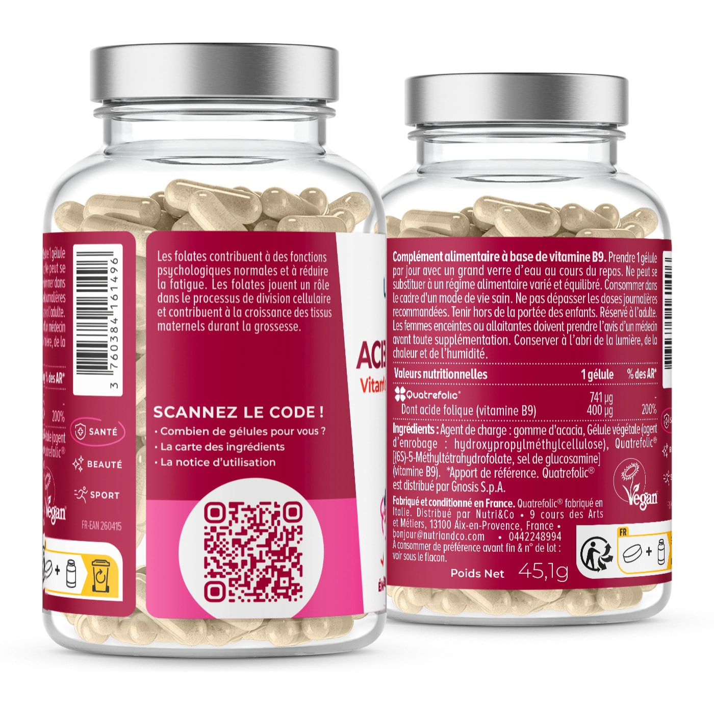 Acide Folique Vit B9 - 120 gélules - Lot de 3