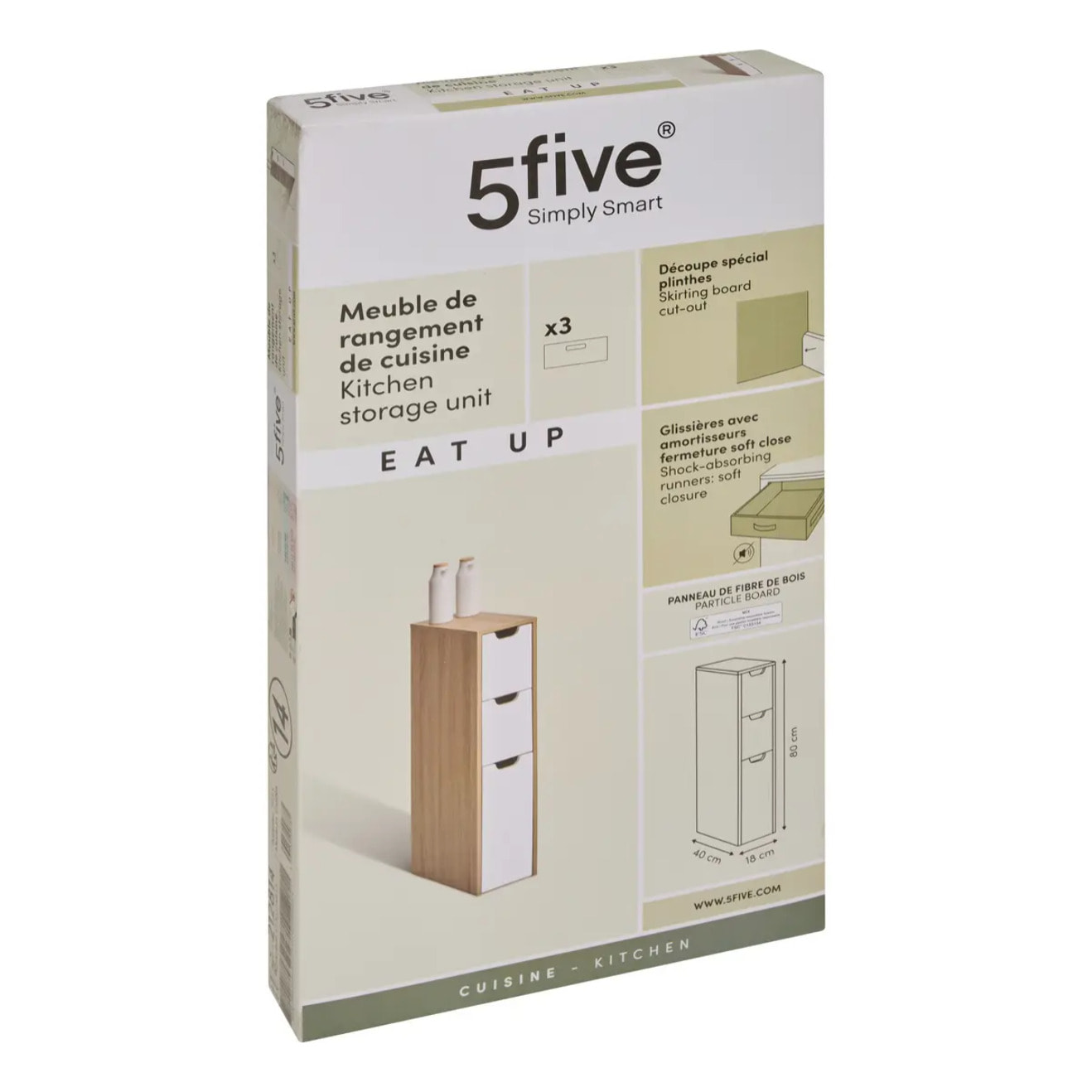 Meuble de rangement Eat up blanc et bois