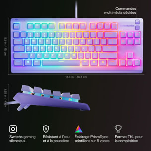 Clavier gamer STEELSERIES Apex 3 TKL Lavande