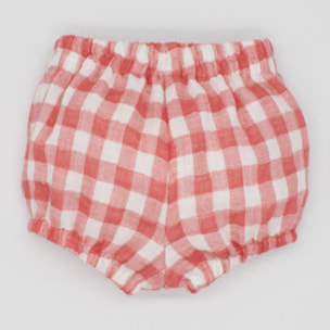 BERMUDA CON GOMITAS CUADROS VICHY CORAL