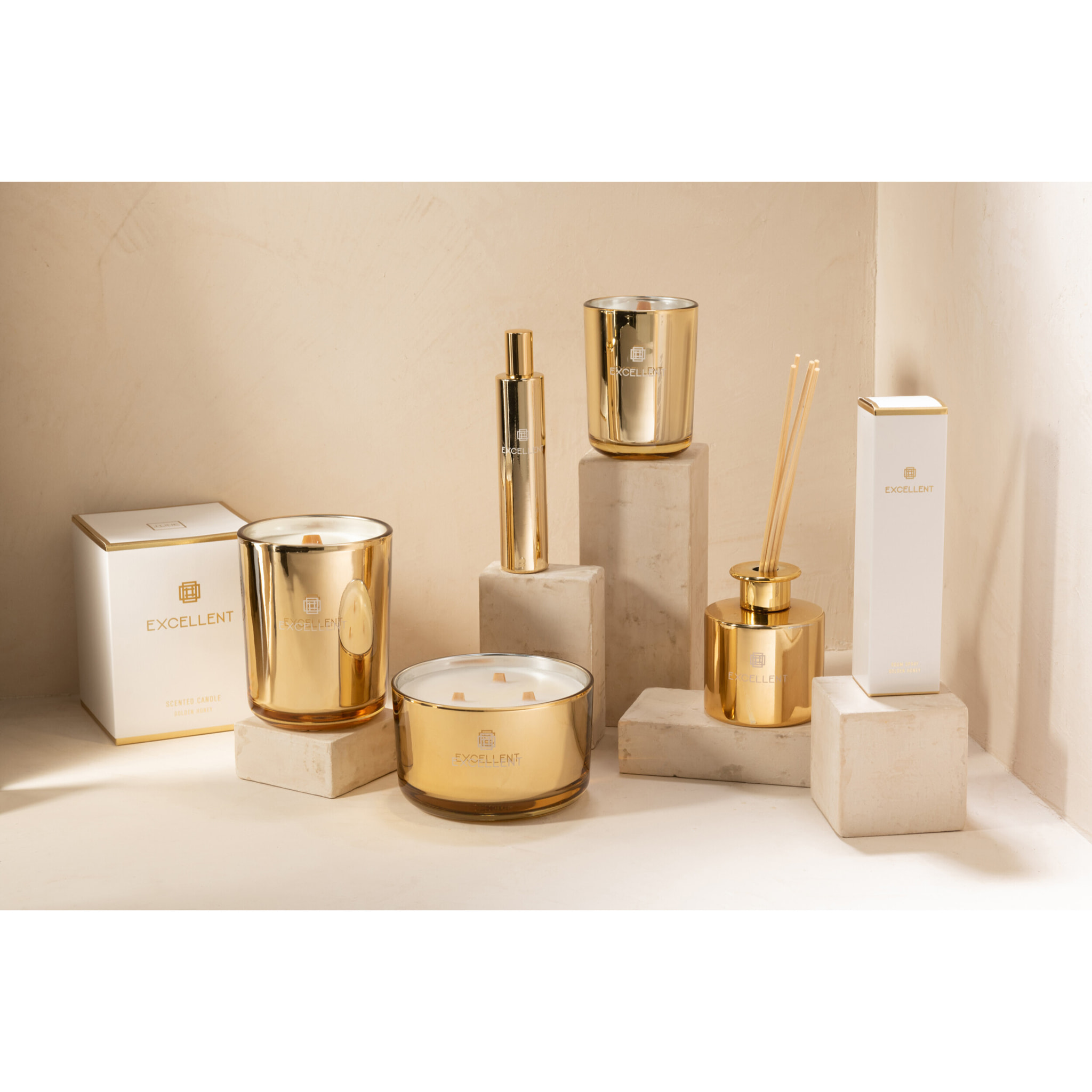 J-Line bougie parfumée Excellent – Golden Honey – or - 80H