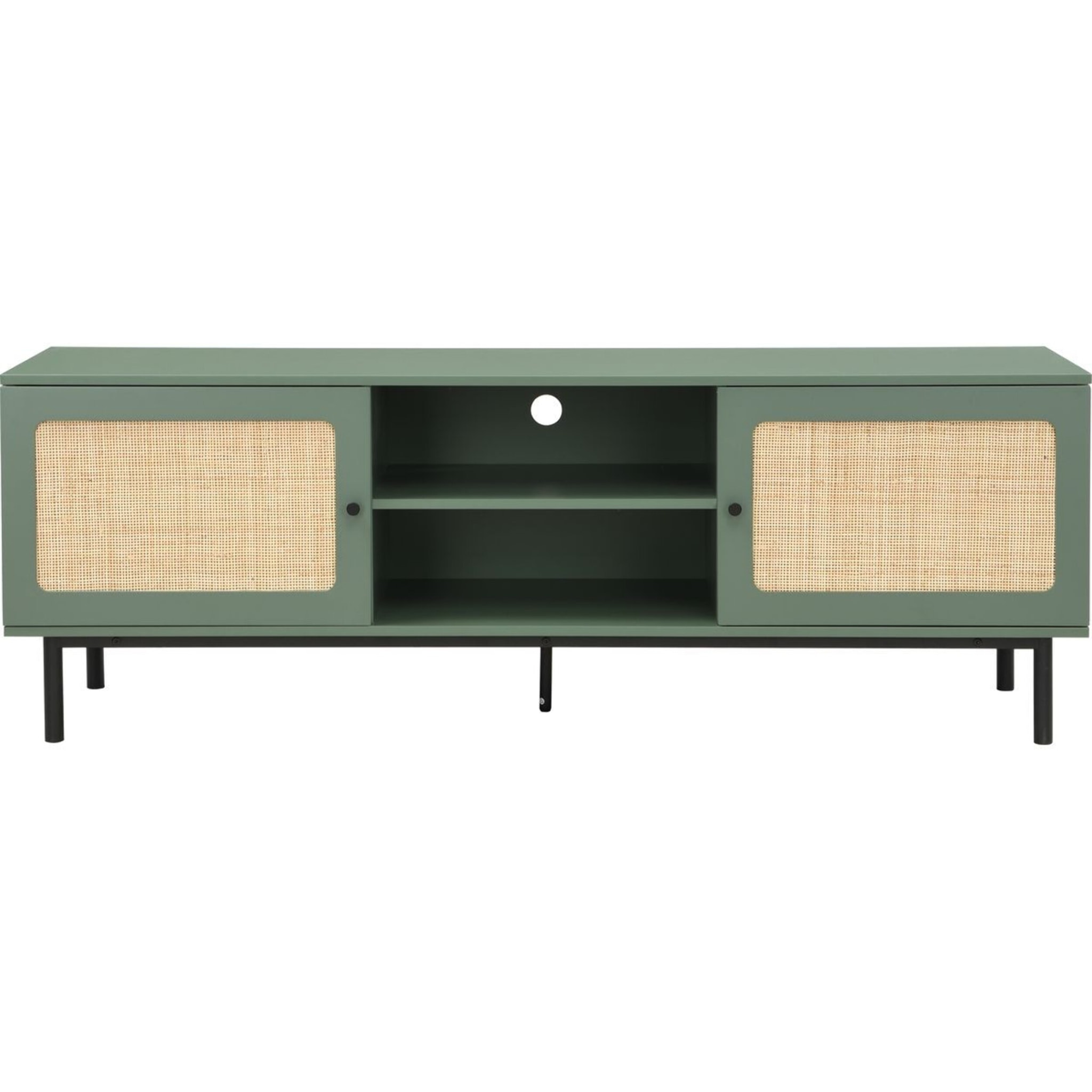 Meuble TV 2 portes en cannage 160 cm - LUMA