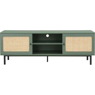Meuble TV 2 portes en cannage 160 cm - LUMA