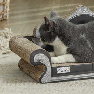 Rascador Cartón para Gatos en Forma de Sofá 2 en 1 Rascador para Gatos Sofá para Gatos con Catnip para Interior 56,5x24x26 cm Marrón