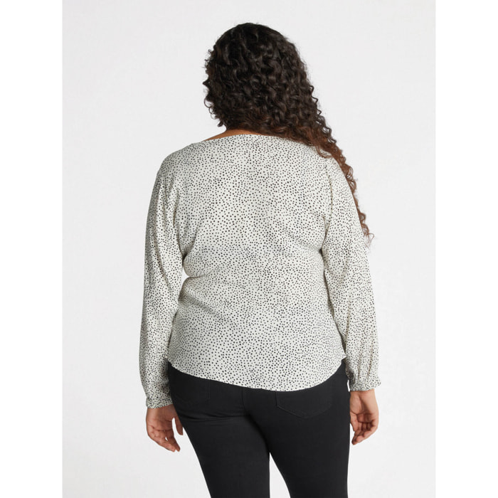 Fiorella Rubino - Blusa estampada con pliegues a los lados - Blanco