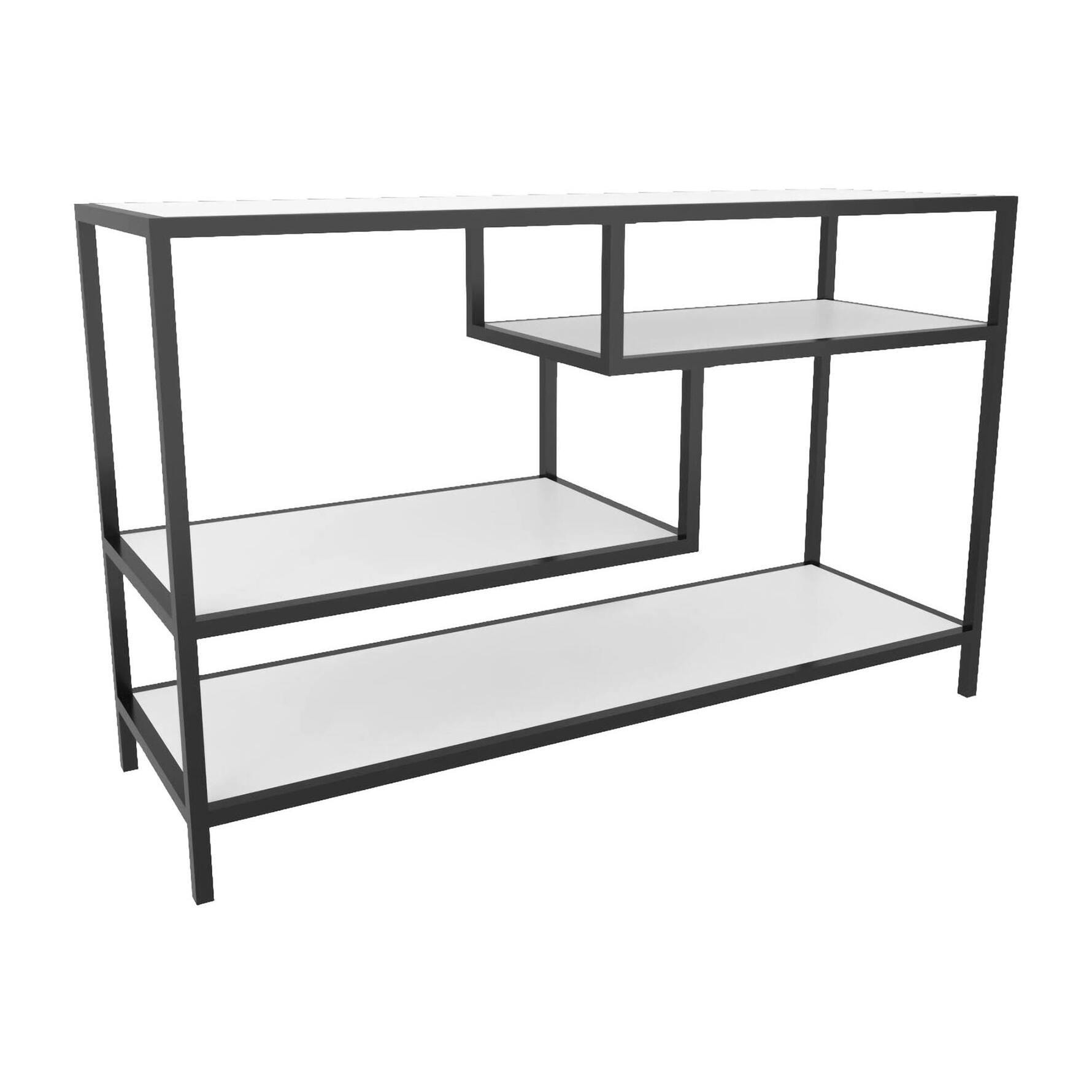 Mobile porta TV Dplizzar, Credenza da soggiorno, Armadio basso per TV, Base parete attrezzata, 120x39h75 cm, Bianco e Nero