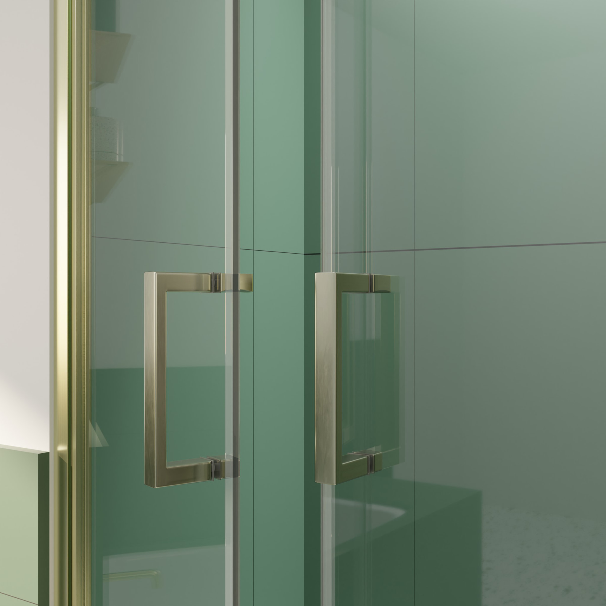 Porte de Douche Double Battant 70x200cm - Verre Trempé Transparent 6mm - Profil Or Doré Brossé