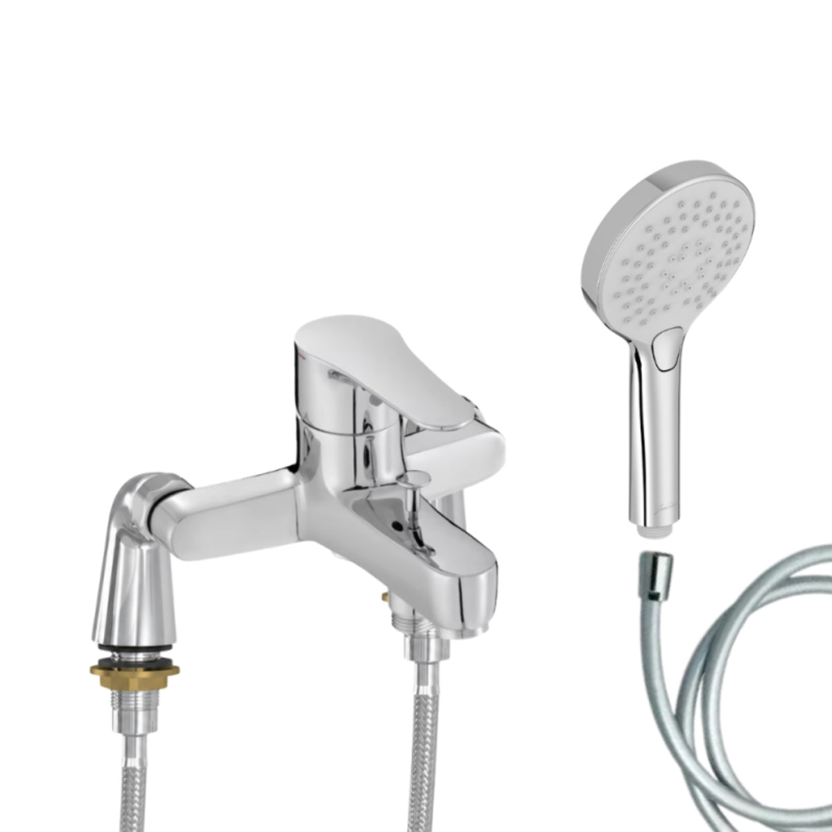 Mitigeur baignoire July + pommeau de douche Metro + flexible de douche lisse + colonnettes Idro'Flex