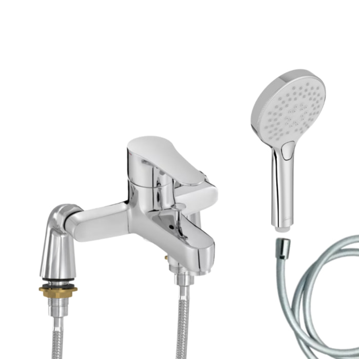 Mitigeur baignoire July + pommeau de douche Metro + flexible de douche lisse + colonnettes Idro'Flex