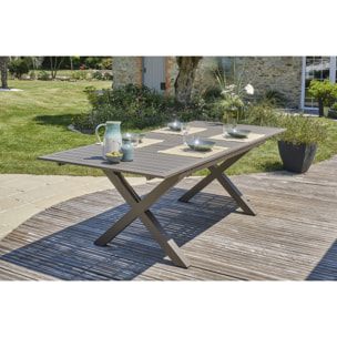 FLORIDE - Ensemble repas de jardin 6 places en aluminium quartz