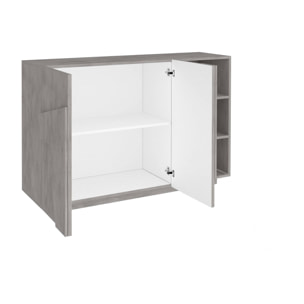 Mobile da ingresso a 2 ante e scaffali aperti, Made in Italy, Entratina moderna, Credenza per atrio, cm 121x38h86, colore Grigio Ardesia