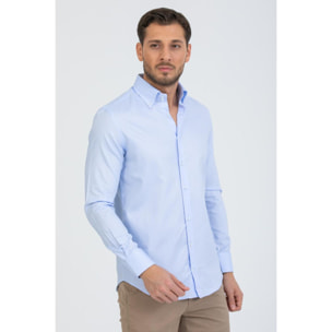 Camicia Uomo 2 Bottoni Button Down Slim Oxford unito Celeste