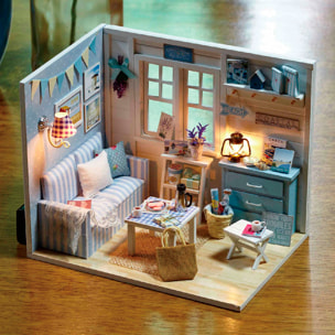 Salón Sol fresco. Maqueta 3D, realista con gran detalle y luces led.