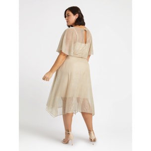Fiorella Rubino - Vestito floreale in tulle lurex - Beige