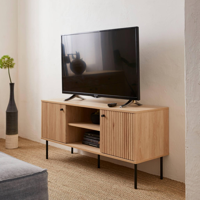 Meuble TV. Braga. deux portes. deux niches. une étagère. L 120 x l 39 x H 56.2cm