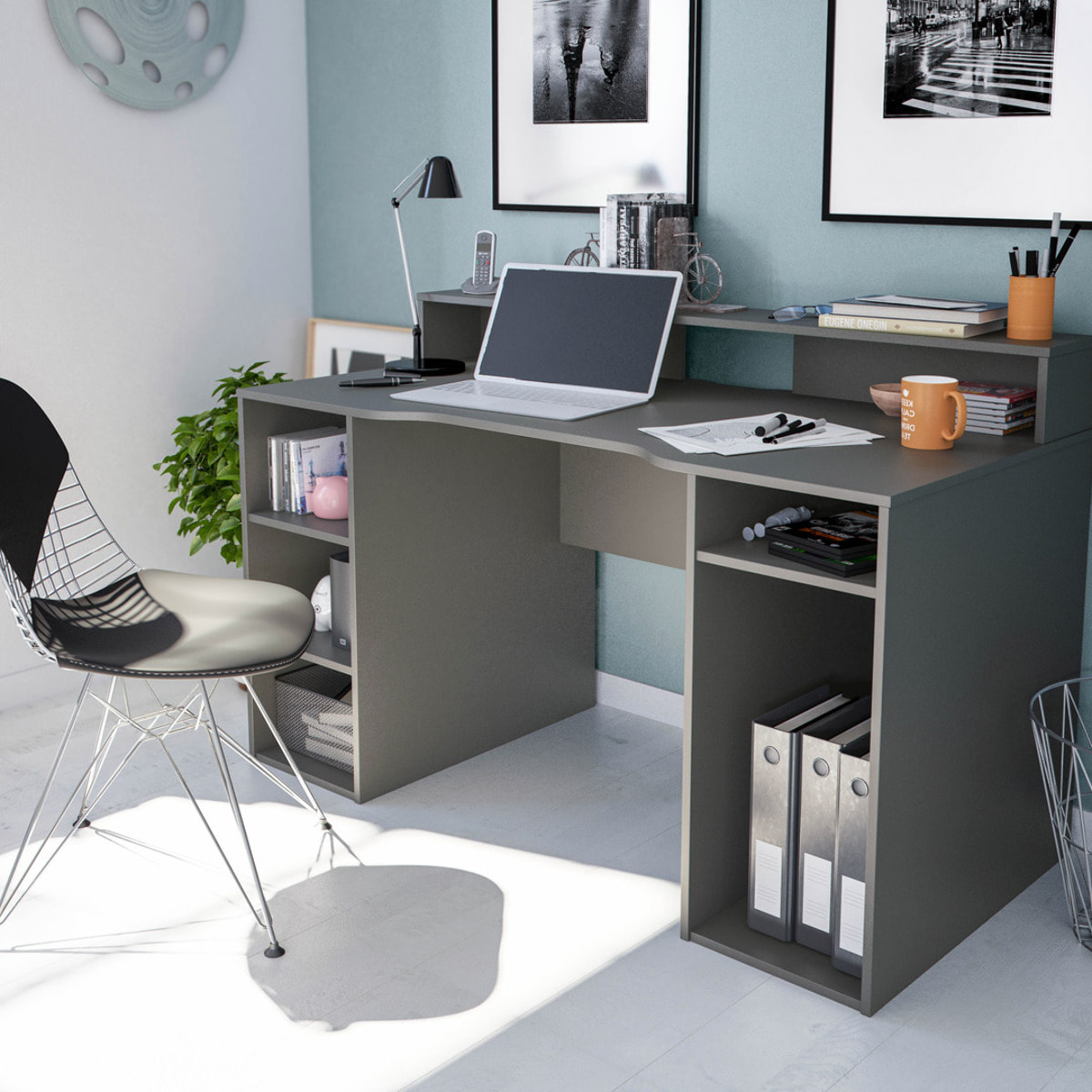 Mesa De Ordenador Gamer 88x136x67 Cm Antracita