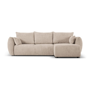 Canapé d'angle droit convertible avec coffre de rangement "Matera" 4 places en chenille beige