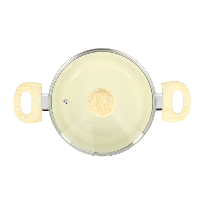 Faitout en revêtement céramique 20cm crème - tous feux COLORAMA