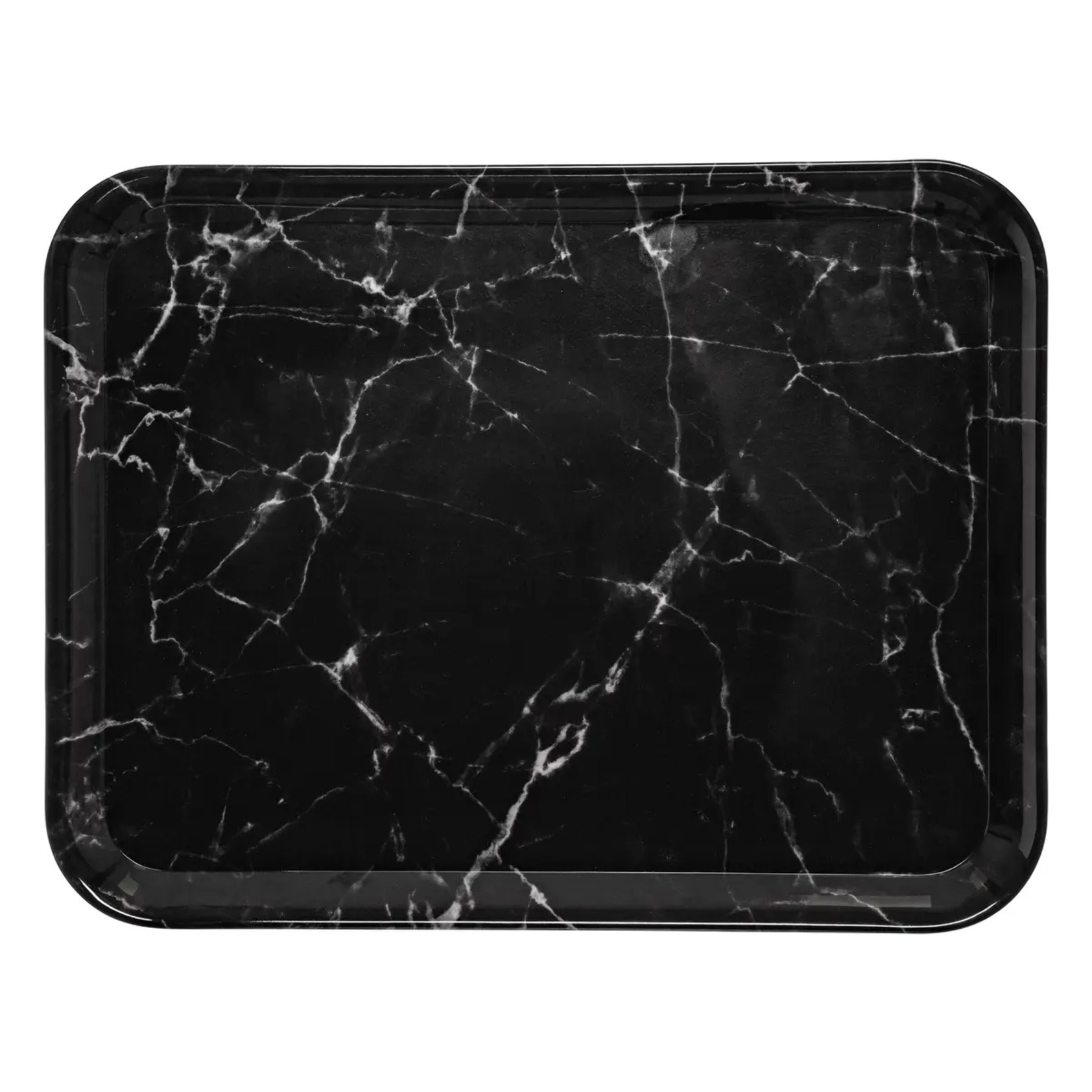 Plateau rectangulaire angulaire 33x43cm effet marbre noir