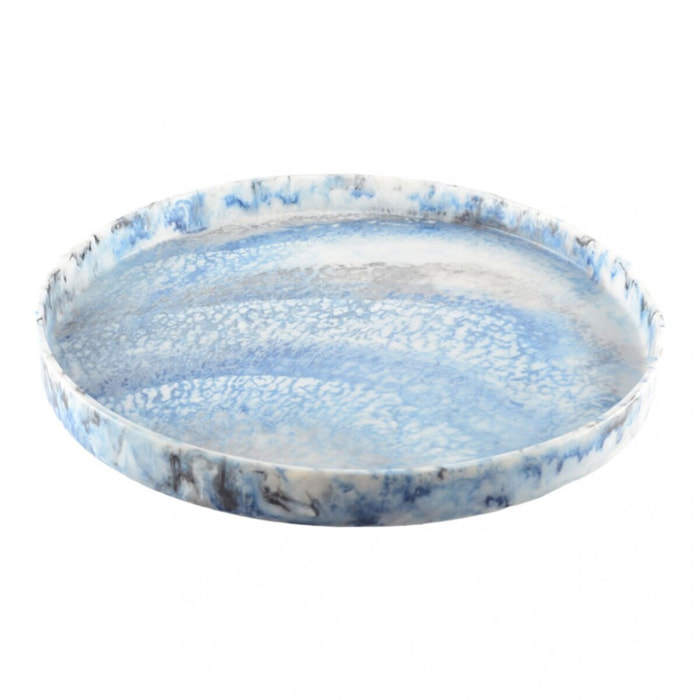 Plateau rond en résine bleu nuage