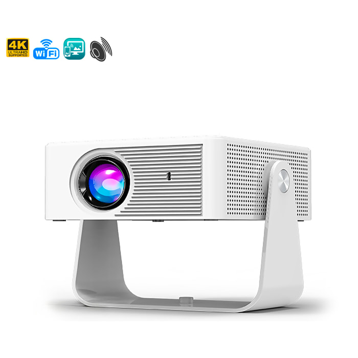 Proiettore LCD X3 supporto 4K UHD, WiFi 6, duplicazione dello schermo per iOS e Android. 30 a 100 pollici, 150 lm. Con telecomando.