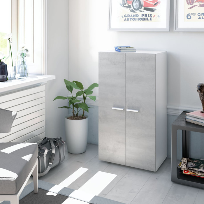 Armadio Mobiletto Portascarpe Huelva Scarpiera in Legno con Sette Ripiani e Due Ante 104 x 55 x 36 cm Colore Bianco Cemento