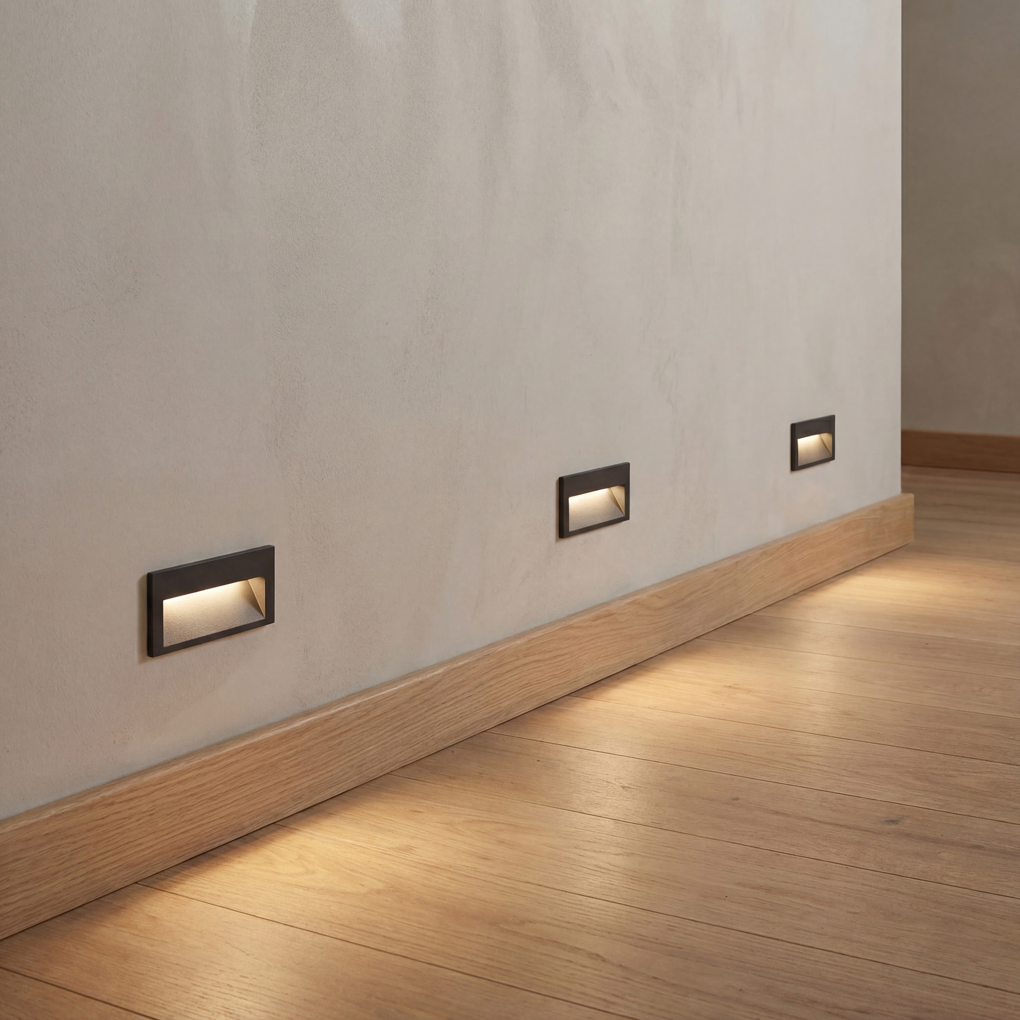 Ledsc4 - Empotrable de pared Tiny Short Aluminio, Cristal Gris urbano, Arenado