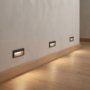 Ledsc4 - Empotrable de pared Tiny Short Aluminio, Cristal Gris urbano, Arenado