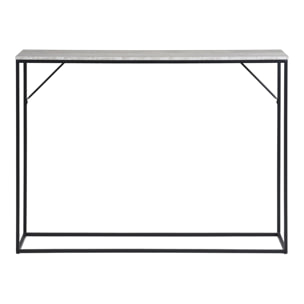 Consolle Vita effetto travertino con ripiano e telaio in metallo nero 110x26x80 cm
