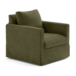 Serena - fauteuil déhoussable en velours texturé - Vert Olive