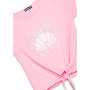 Camiseta de Niña con Diseño Frontal en Purpurina