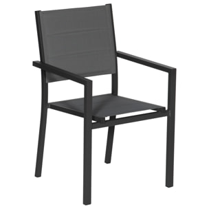Lot de 6 chaises rembourrées en aluminium anthracite - textilène gris
