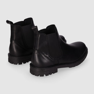 Botines de Piel - Negro - Tacón: Bajo