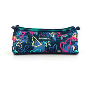 Estuche triple Gabol TIZAS con corazones y resistente al agua