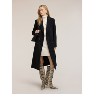 Motivi - Cappotto doppiopetto in drap misto lana - Nero