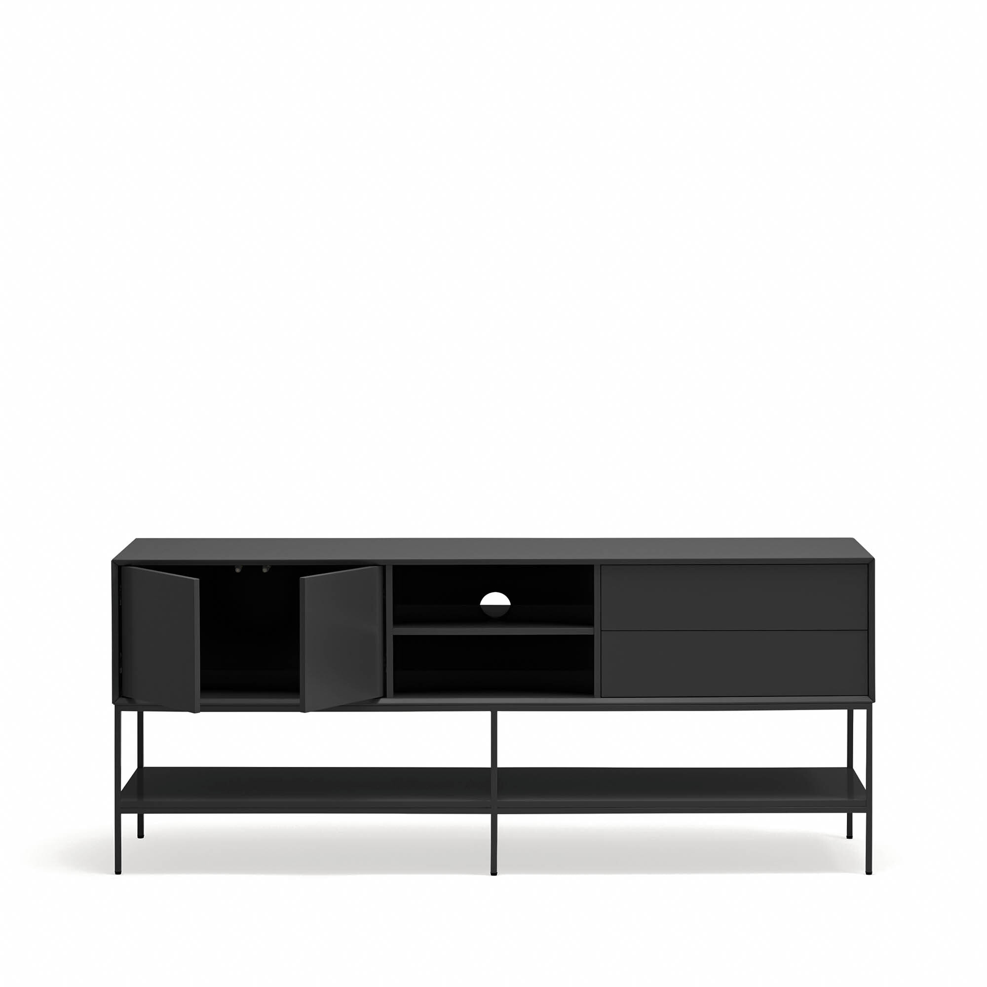 Mueble de televisión Platt 2 puertas y 2 cajones negro