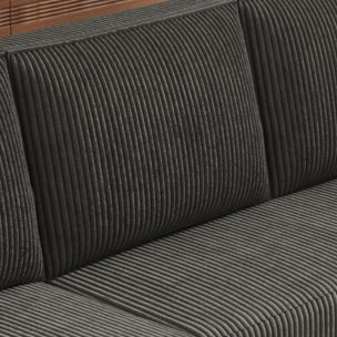 LUBEC Canapé panoramique convertible 6 places avec coffre en velours côtelé gris anthracite