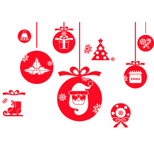 Sticker Noël les boules de Noël et ses décorations - Autocollants stickers adhésifs noël - décoration fêtes