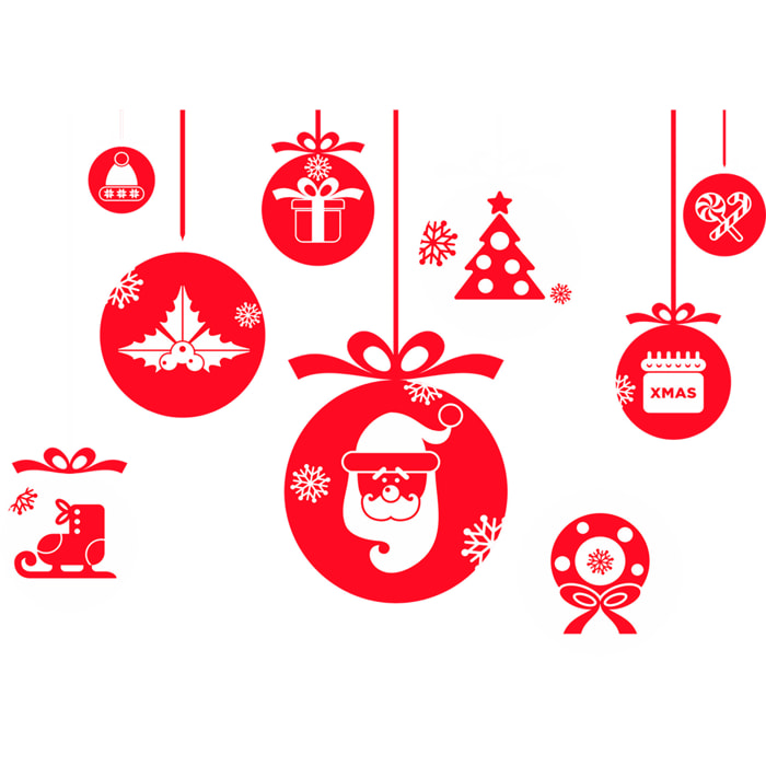 Sticker Noël les boules de Noël et ses décorations - Autocollants stickers adhésifs noël - décoration fêtes
